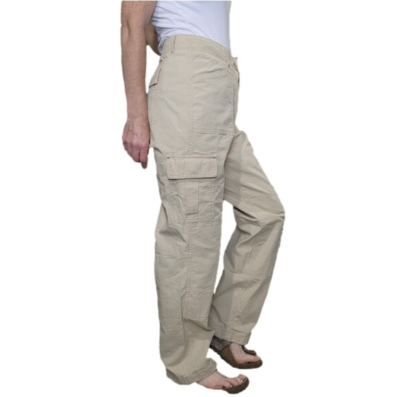 Cargo pants Tan color Pockets Cotton Spandex blend Size 14 L.L.BEAN - Picture 7 of 16